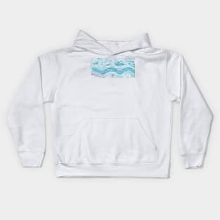 blue water waves design Kids Hoodie